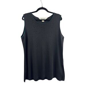 Women’s Howard Wolf Escape Size Large Black Sleeveless Blouse with Teal Stitchin